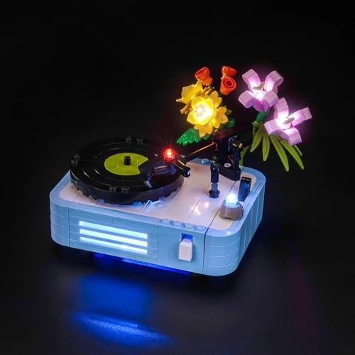 31172 Record Player with Flowers - LED Light Kit USB Battery Case