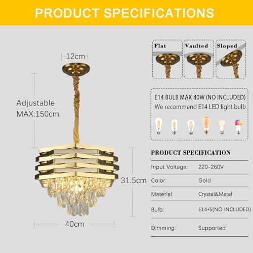 Modern Crystal Chandelier - 150 cm chain (adjustable)
