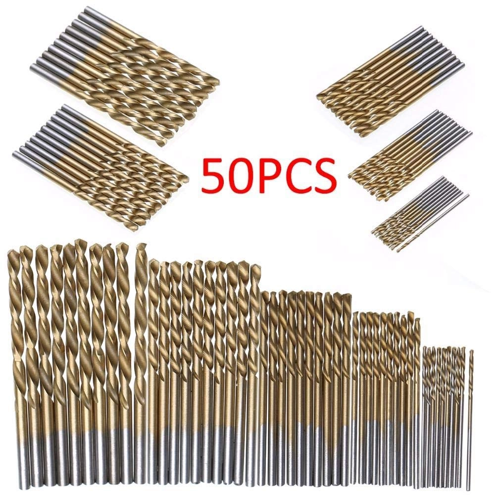 HSS Titanium Coated Drill Bit Set - 50 Pieces