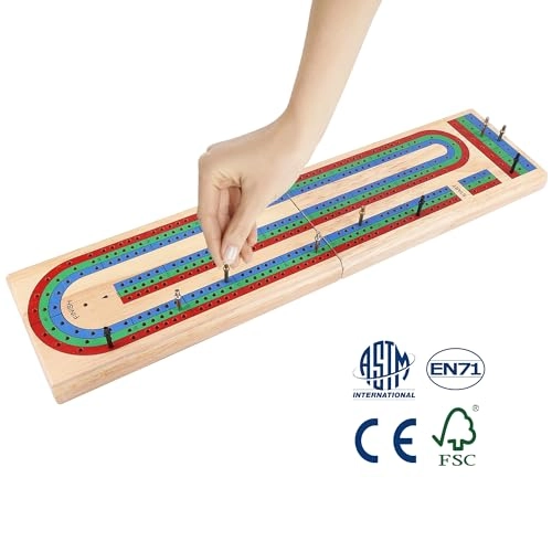 Folding Cribbage Board - Rubber Wood 9 Pegs 3 Tracks