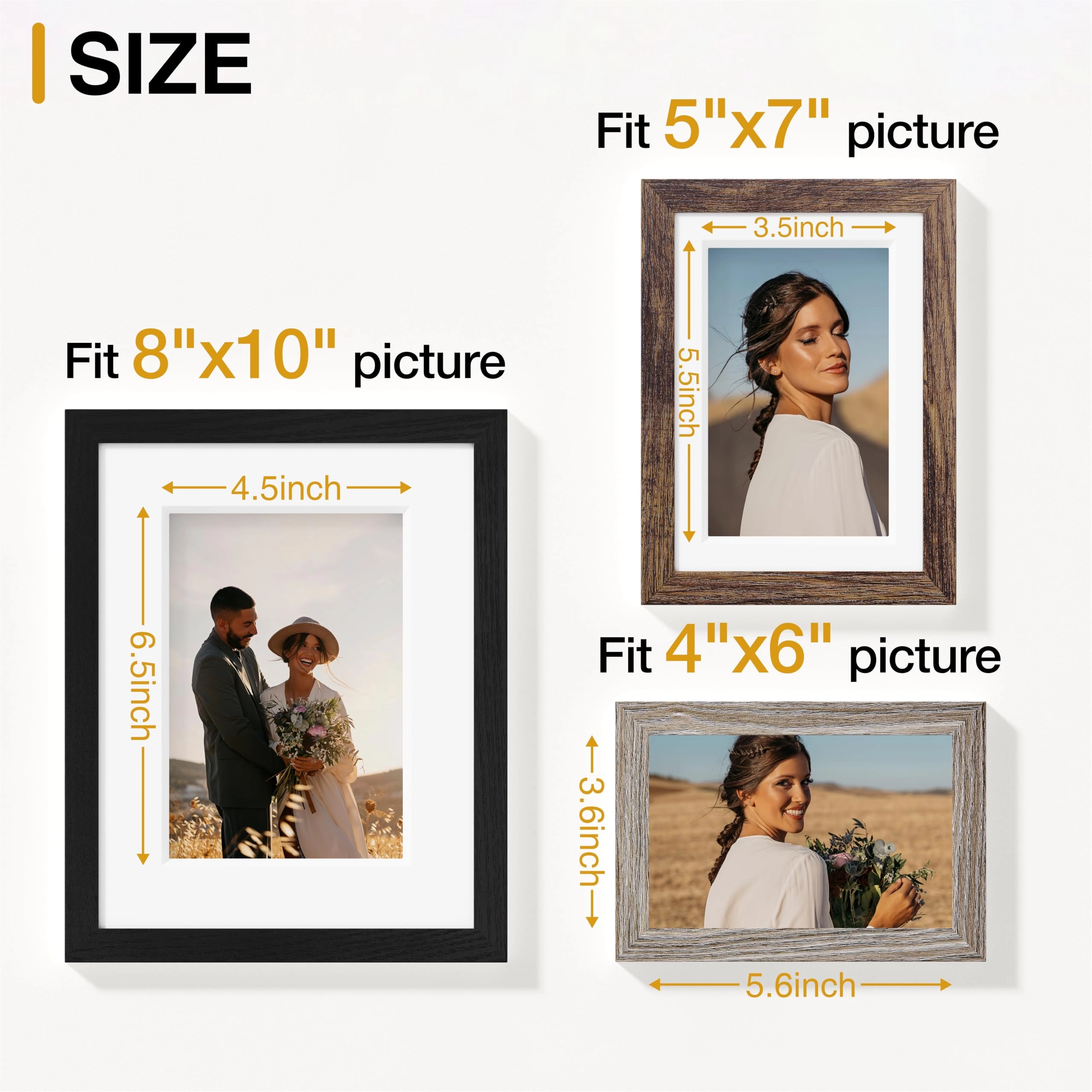 Picture Frames Set - 10 Pack Rustic Grey