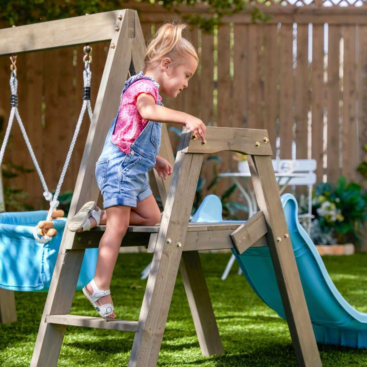 First Play Wooden Swing Set - 18-36 months Wave slide