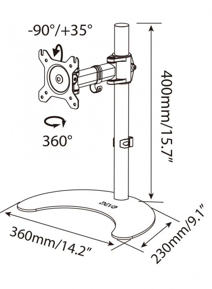 Gaming Monitor Table Arm - 13" to 27" VESA 75x75/100x100