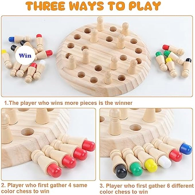 WOODEN MEMORY CHESS AND BOARD