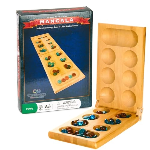 Continuum Games Mancala - Birch Wood Board Glass Stones