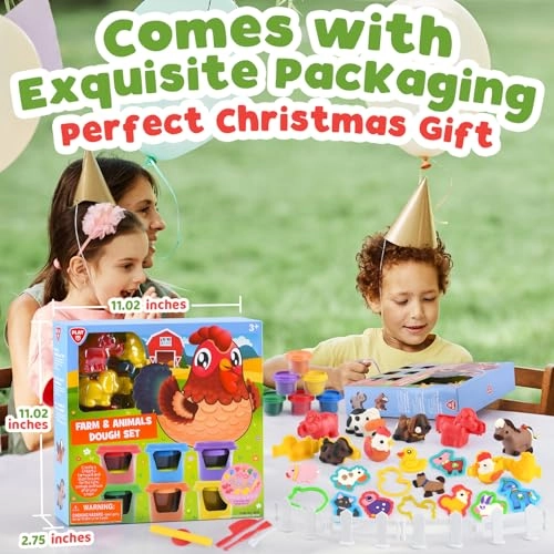 Farm Animals Play Dough Set - 4+ years 6 cans