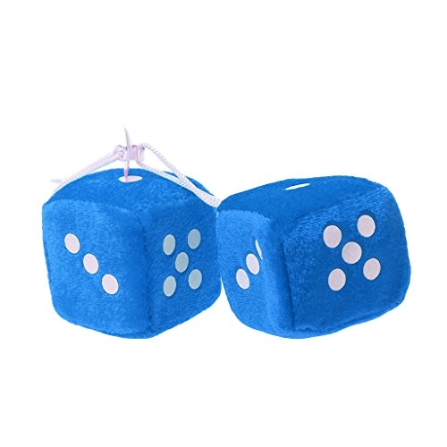 Fuzzy Dots Rear View Hanger - 1 Pair Blue