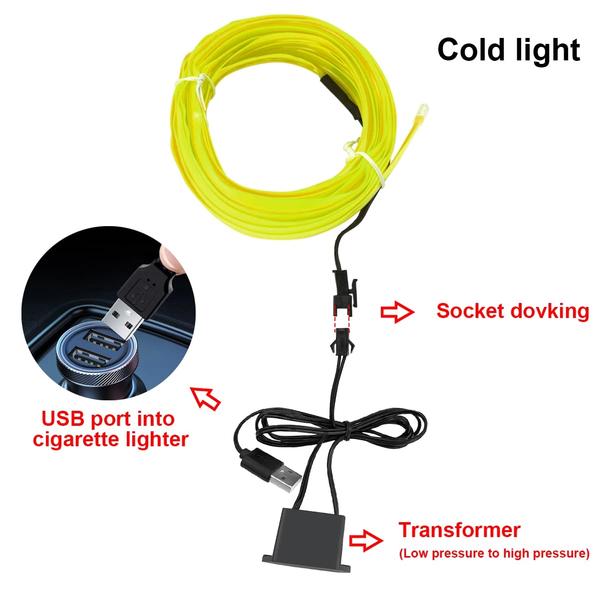 EL Wire Interior LED Strip Lights - 10FT
