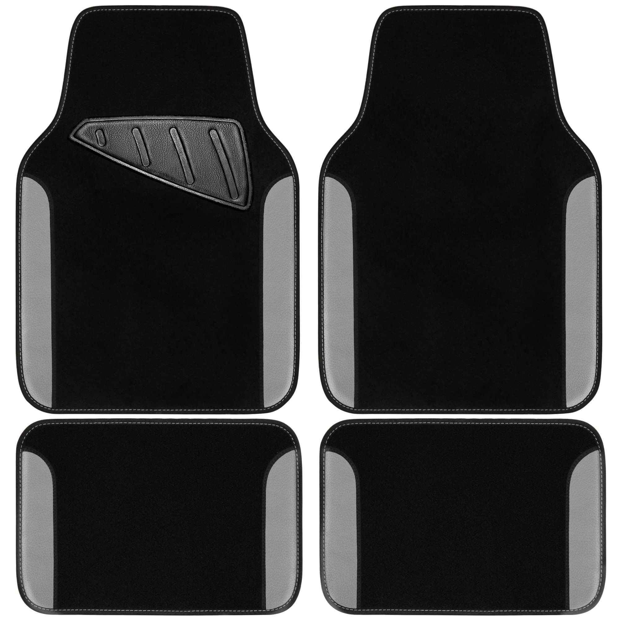 Universal Fit Car Floor Mats - Set of 4pcs Black and Burgundy