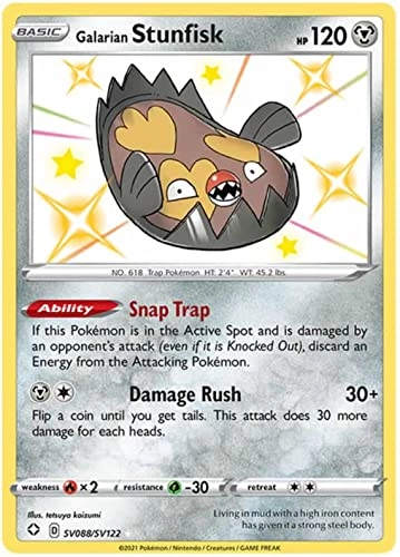 Pokémon Galarian Stunfisk - SV088/SV122 Shiny Rare + Toploader
