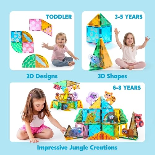 Magnetic Building Tiles Animal Set - Jungle