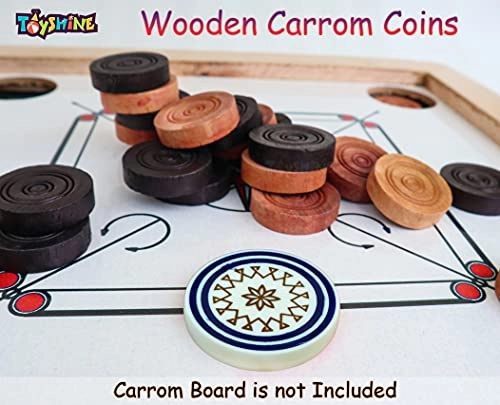 Carrom Coins - Wooden + Striker - Tournament Grade + Urea Powder