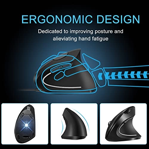 Ergonomic Vertical Wireless Optical Mouse - USB