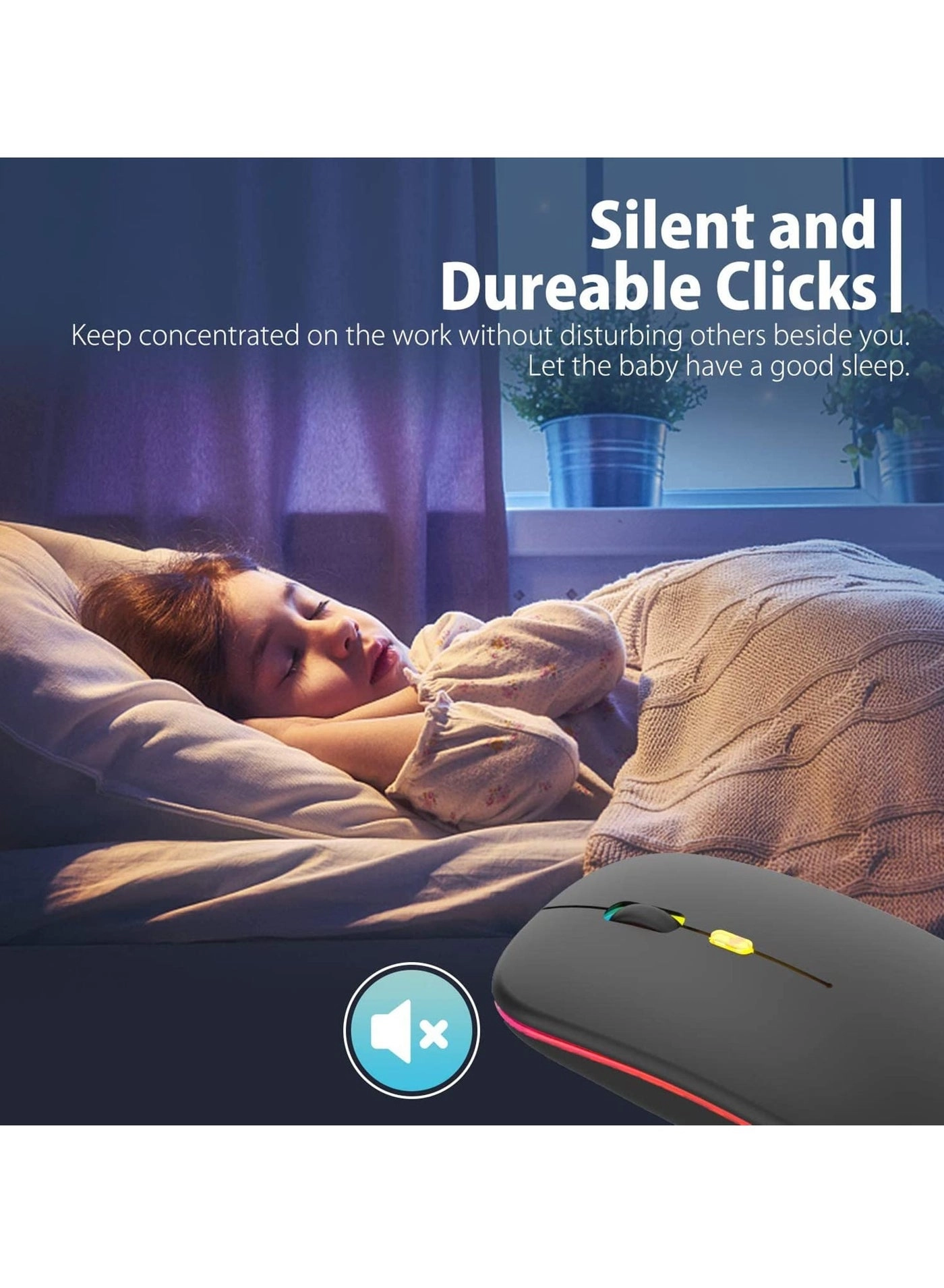 LED Rechargeable Slim Silent Mouse - Wireless