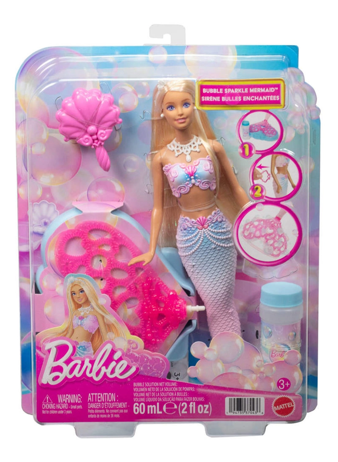 Barbie Dreamtopia Bubbles n Fun Mermaid - green cherry stem tiara Ages 3+