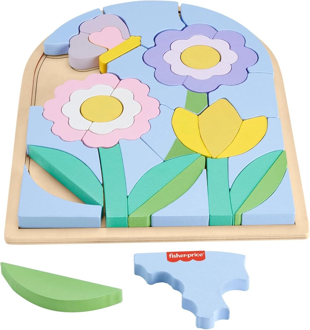 Fisher-Price Wood Flower Puzzle Blocks - Suitable for 3 years & above 37 pieces