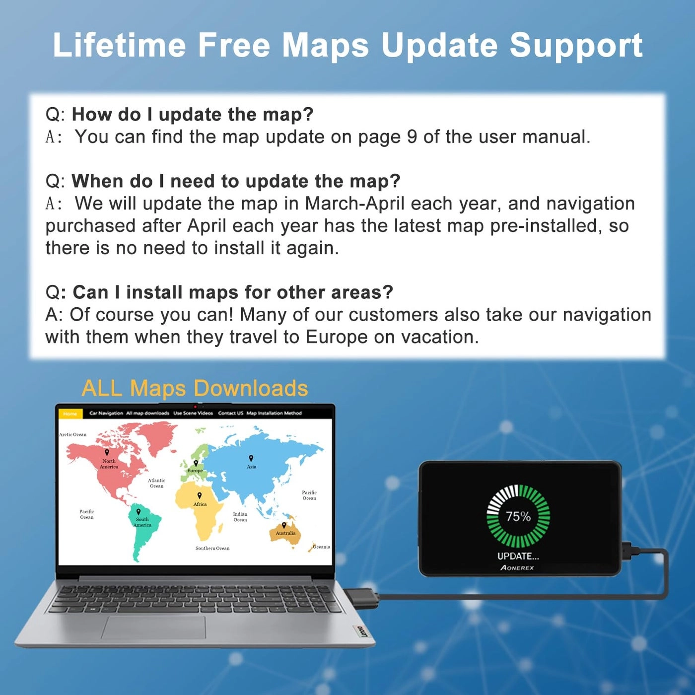 GPS Navigator - 7 inch Free Lifetime Map Updates