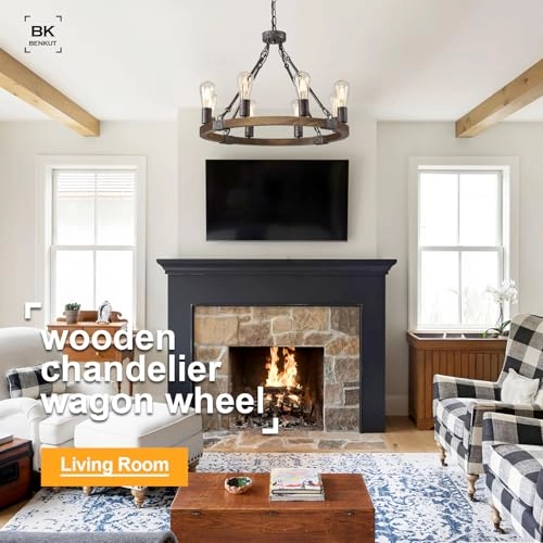 Wagon Wheel Chandelier - Dimmable