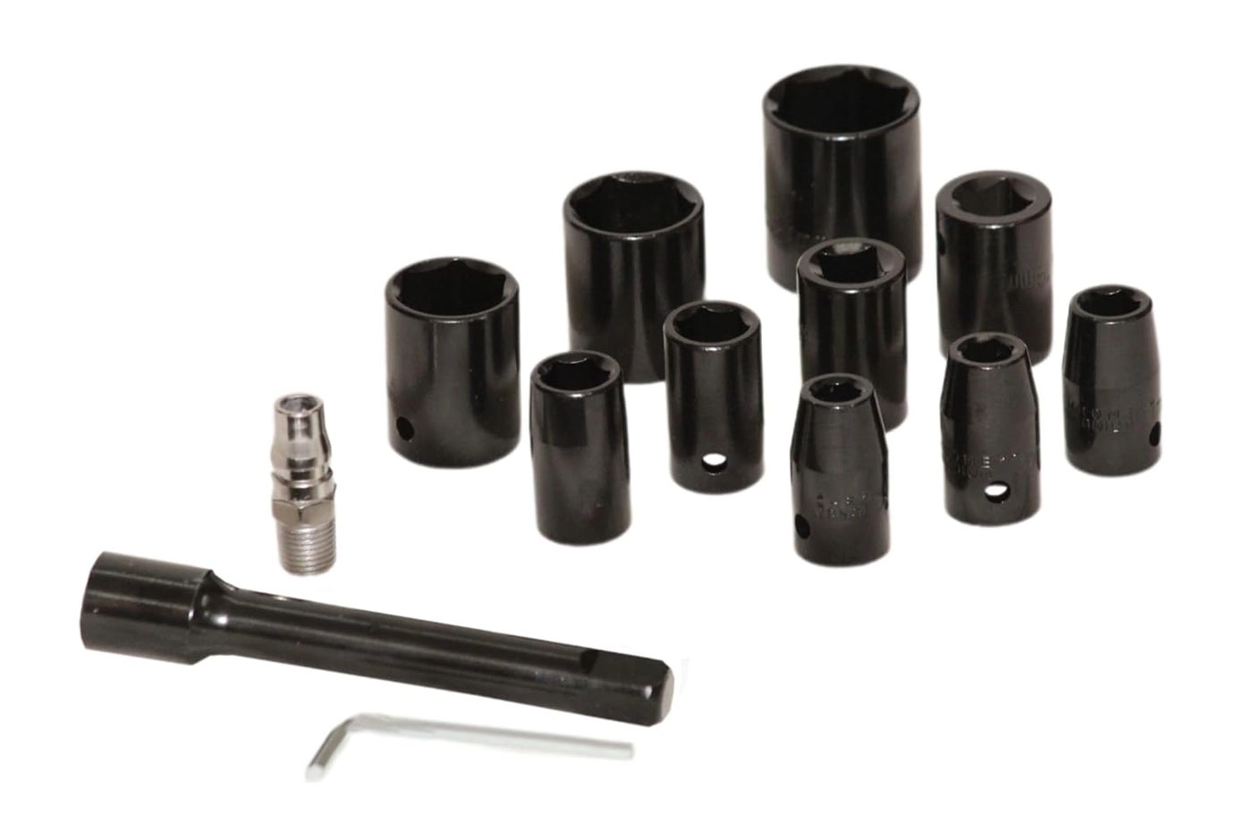 Pneumatic Impact Wrench - 12 + Air Blow Gun + Hammer - 200gm + Socket Set - 10pc + Extension Bar - 927mm + Mini Oiler + Air Nipple