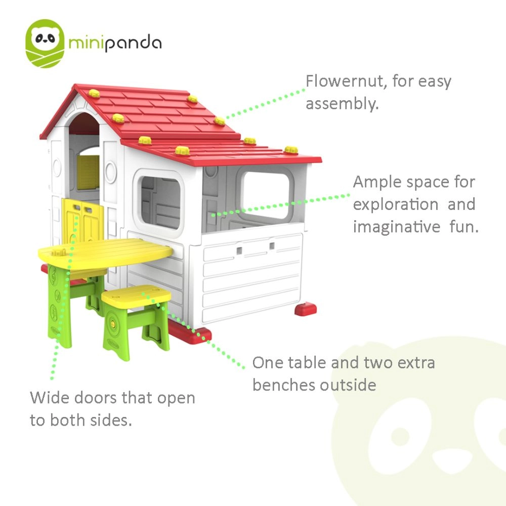 Tomo Big Playhouse - Table & Chairs UV-Protected Plastic