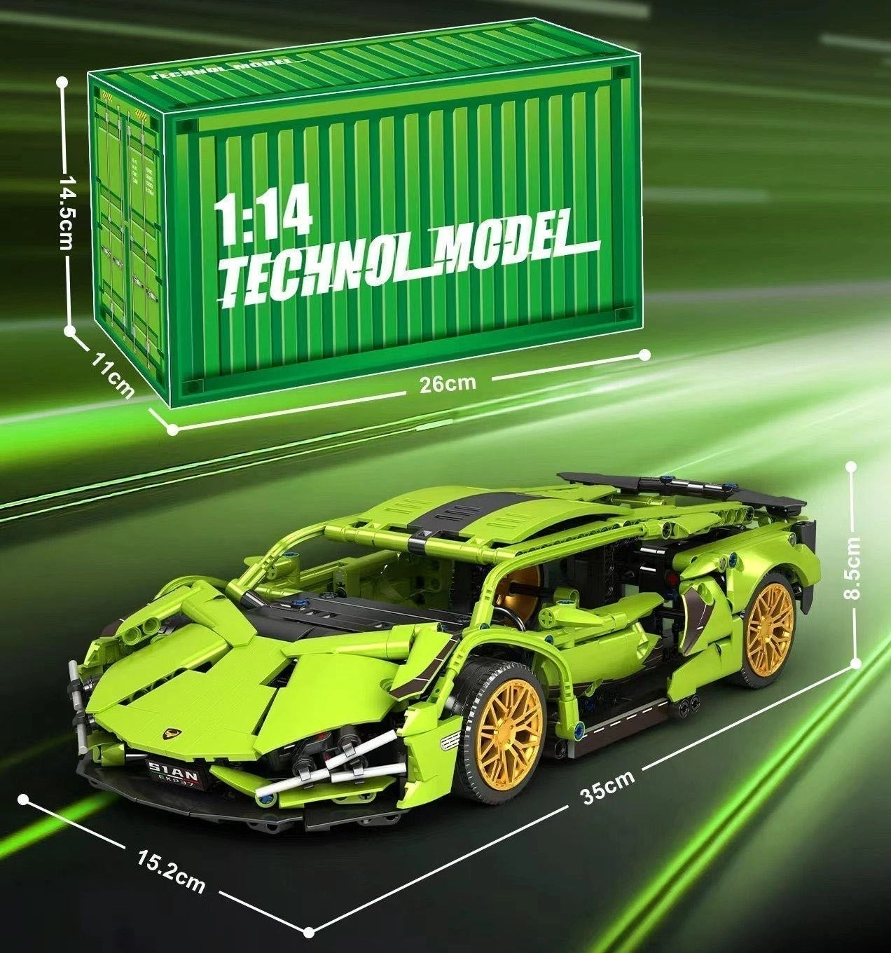 Cyberpunk Racing Car - Green and Gold