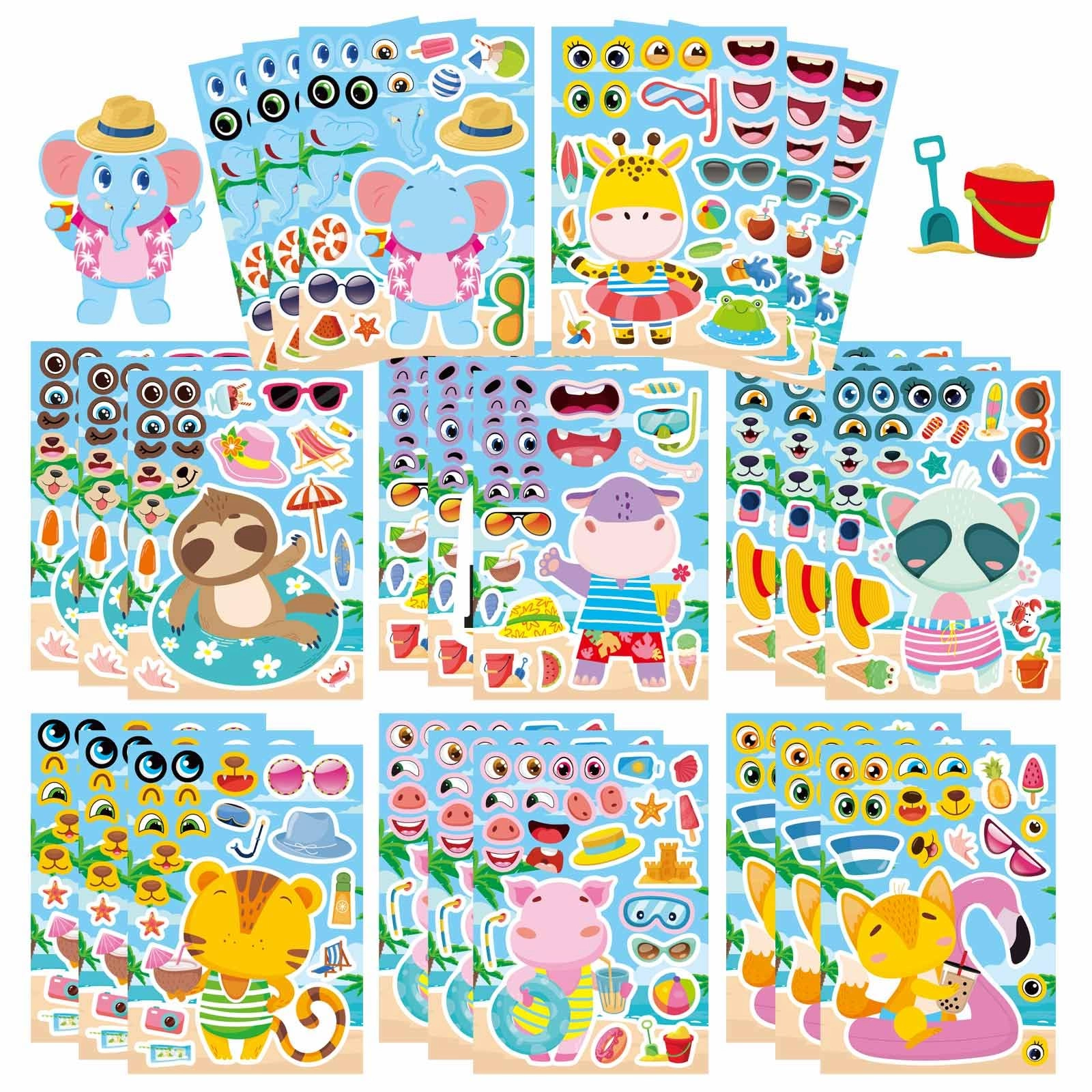 otaity Summer Animal Sticker Book 24 pcs