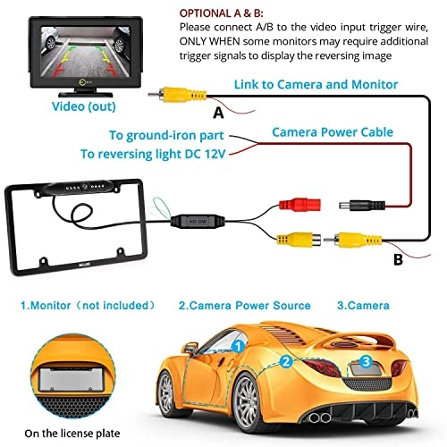 Car Backup Camera - 12 LED Night Vision