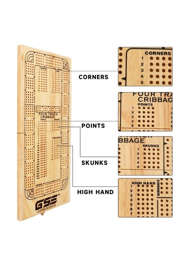 4-Track Wooden Folding Cribbage Board