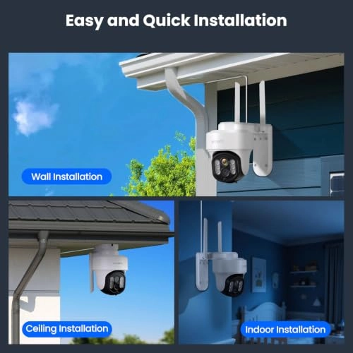 10X Zoom PTZ Home Security Camera System - 4 10 2.7K
