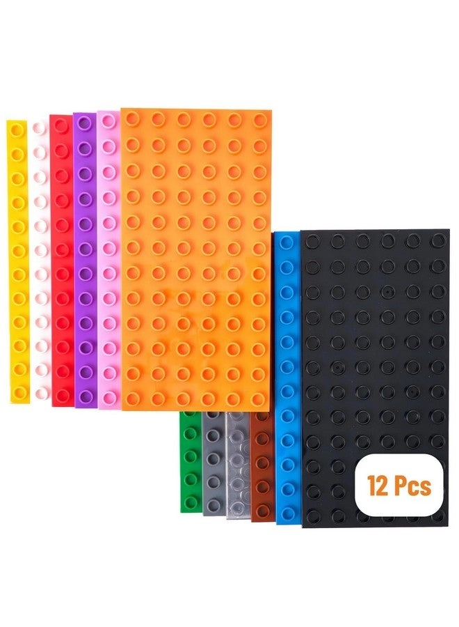 Strictly Briks Large Building Blocks Baseplates - Rainbow Colors 12 pcs