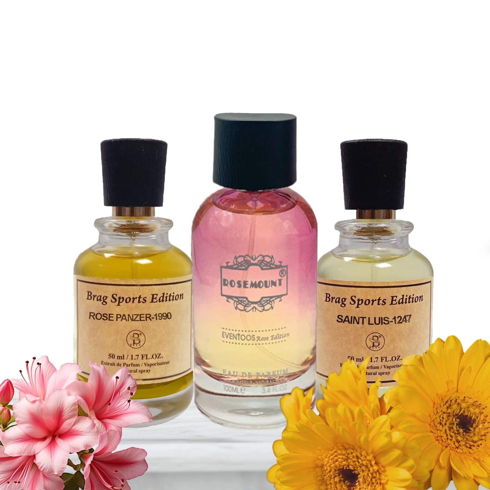 B BRAG Rose Panzer - 50ml + Saint Luis - 50ml + Eventoos Rose Edition - 100ml