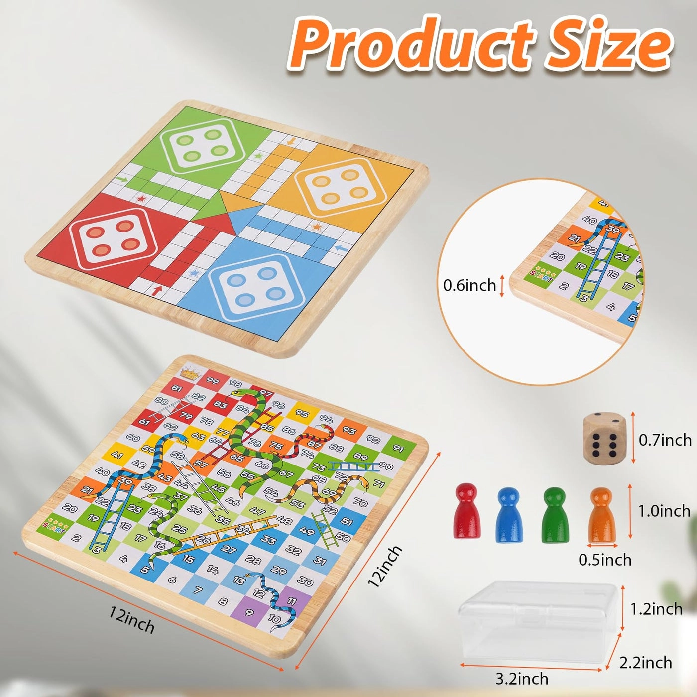 Ludo Snakes - Wooden Reversible Travel Set