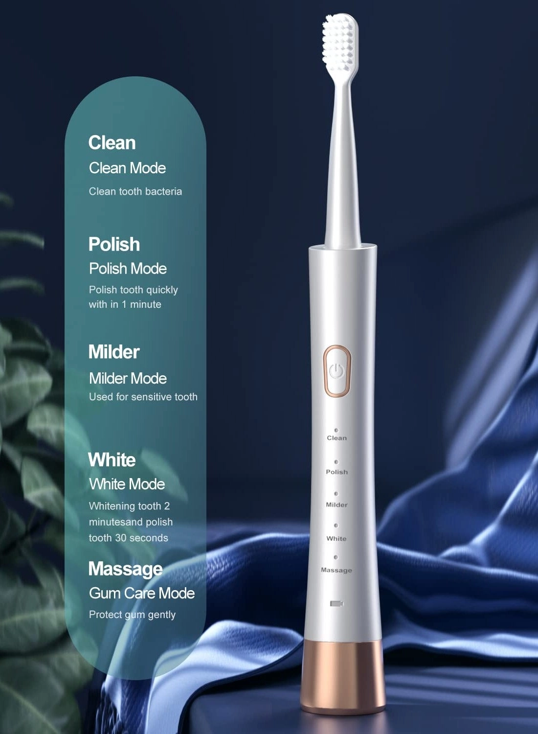 Electric Toothbrush - 31000 VPM 8 Brush Heads 5 Modes