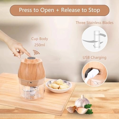 Electric Garlic, Fruit and Vegetable Chopper - 250ml Cordless
