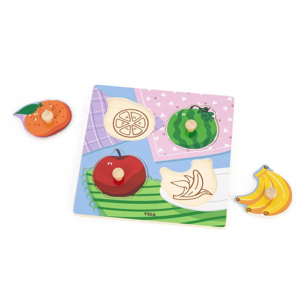 Wooden Knob Puzzle Set Fruits - 12 months+ 4 pieces