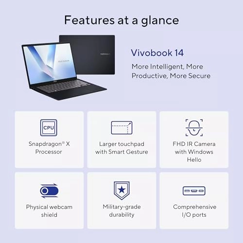 Vivobook 14 X1407QA-V14.X116512 - 14'' Snapdragon X 16GB DDR4 512GB SSD