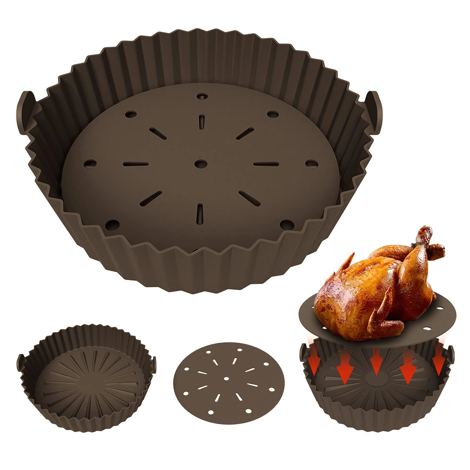 Echify Air Fryer Pot + Oil Filter Mat - Silicone 2Pcs