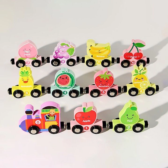 Magnatic Wooden Fruit Montessori Train Set - 3 years & above