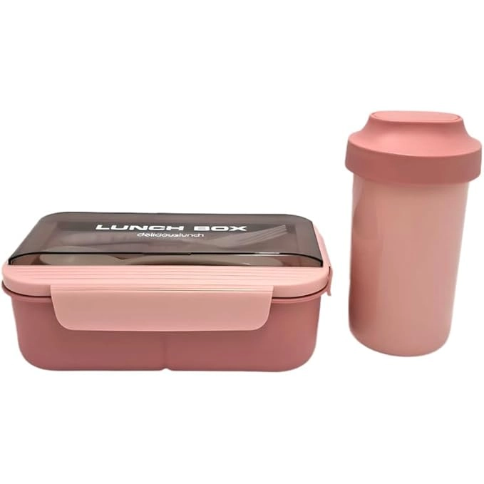 FITTO Lunch Box with Bottle Set - Pink