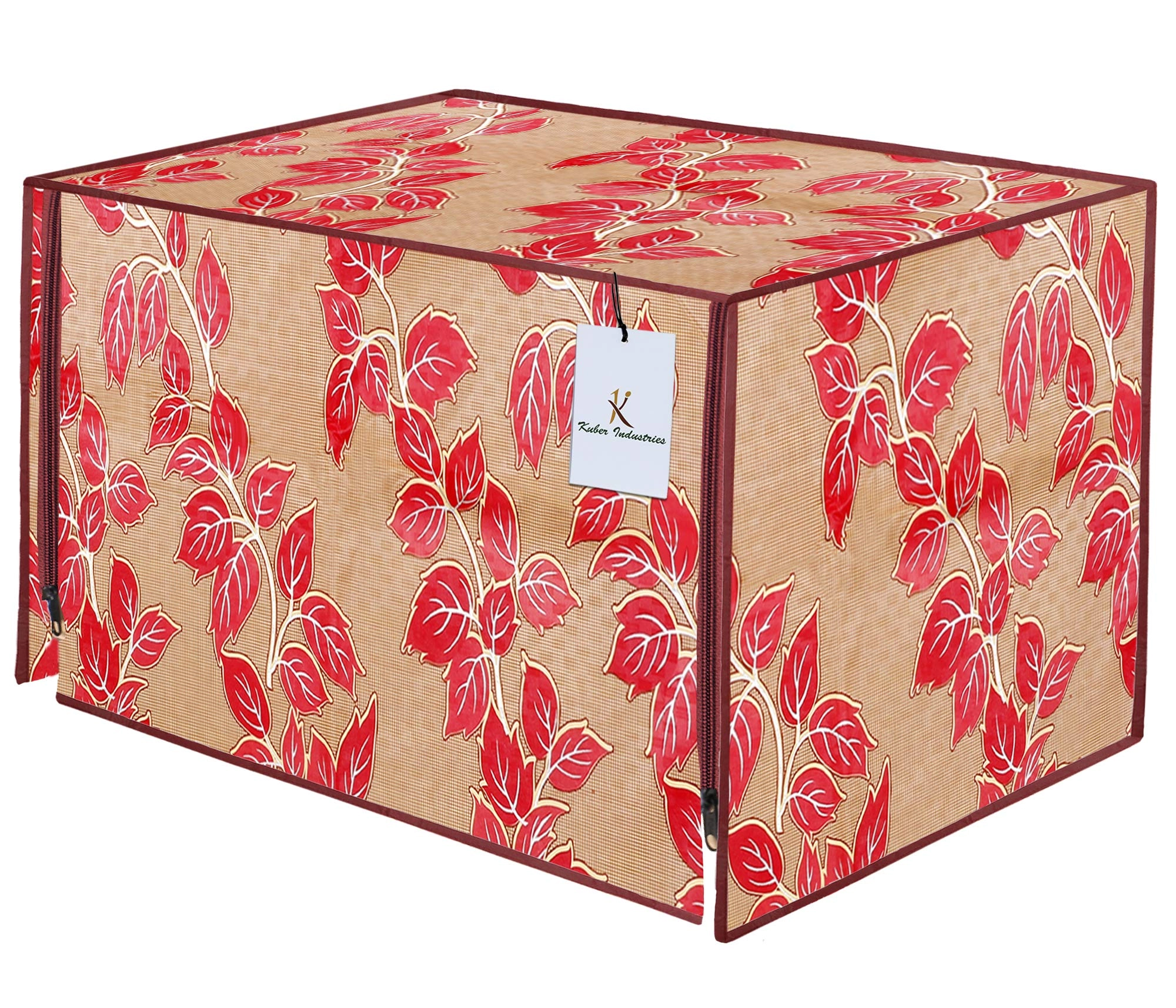 Kuber Industries Leaf Design PVC Microwave Oven Full Closure Cover