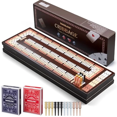 Cribbage Board - 4-Track Wooden Magnetic Scoreboard