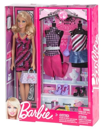 Barbie Doll and Fashions Gift Set - three complete outfits 2 handbags 3 sets of shoes