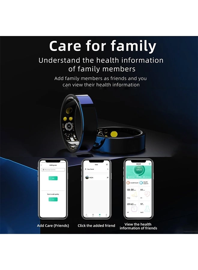 Smart Ring Fitness Tracker - Size 10 Black