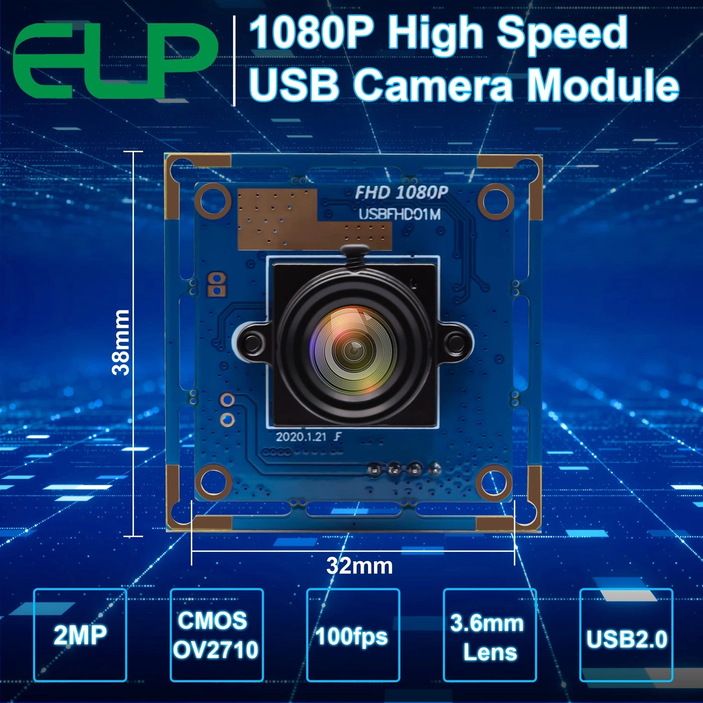 USB Camera Module 1080p 2.1mm