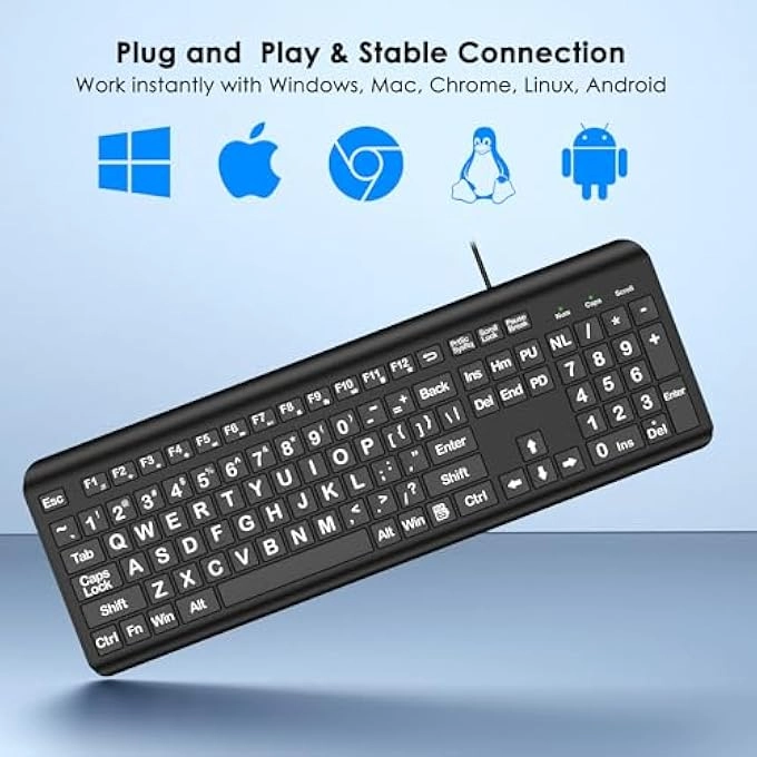 Large Print Computer Keyboard - Wired