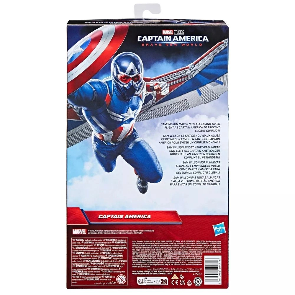 Captain America - Brave New World - Titan Hero Series Deluxe Captain America - Ages 4+ Includes figure and 3 accessories (30.48 cm)