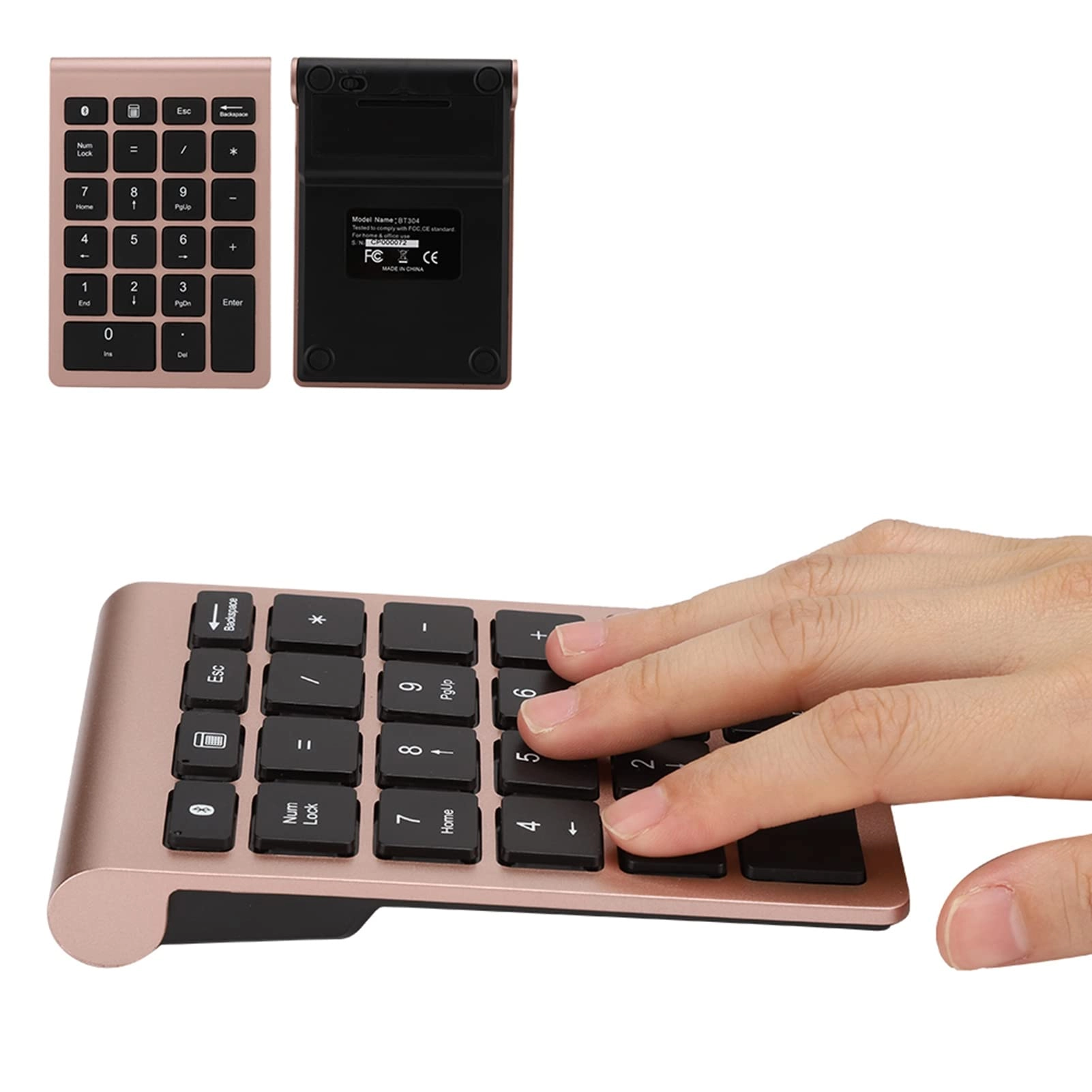 Cuifati Numeric Keypad - 22 Keys Bluetooth Rose Gold