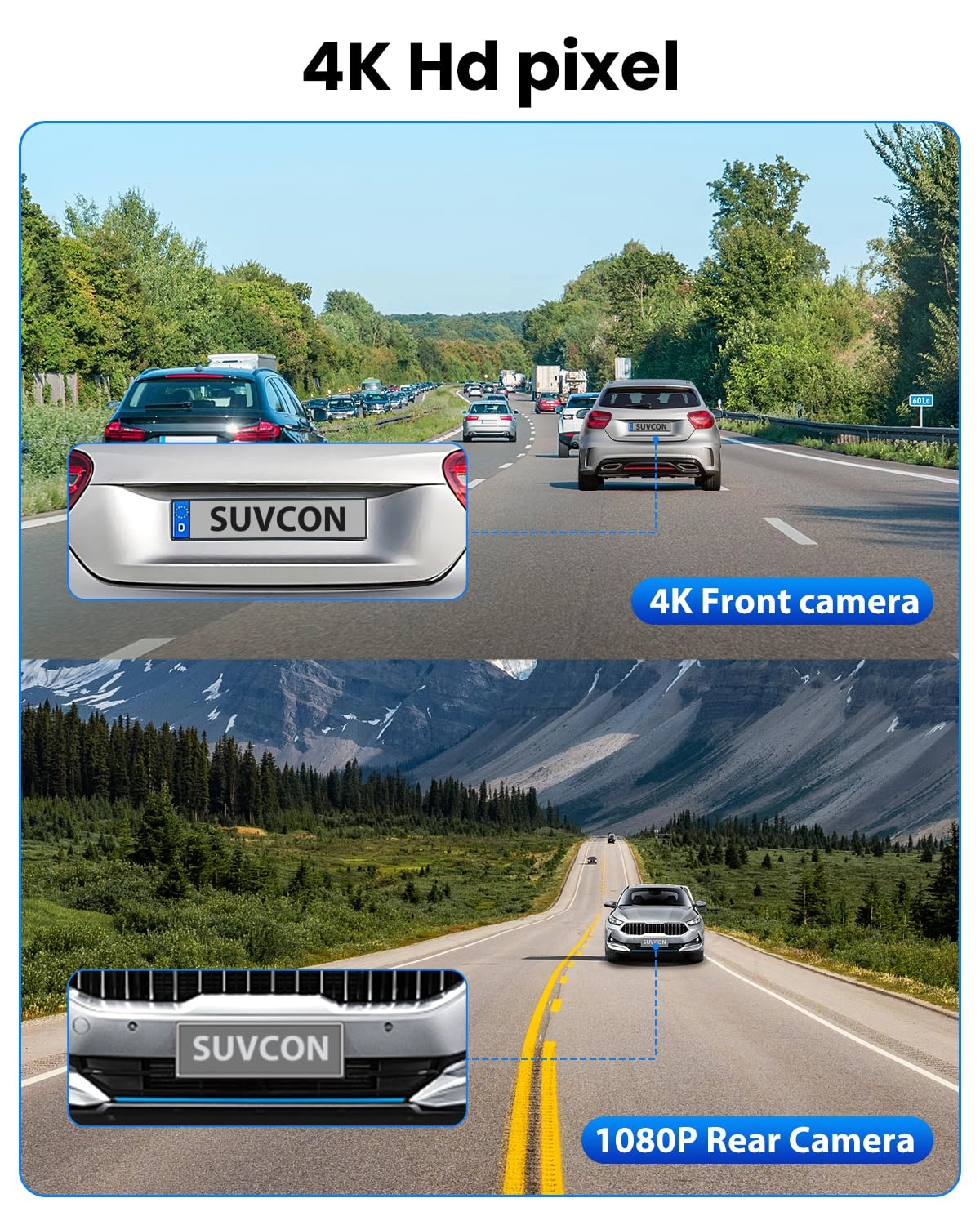Dash Cam Front and Rear - 4K/1080P