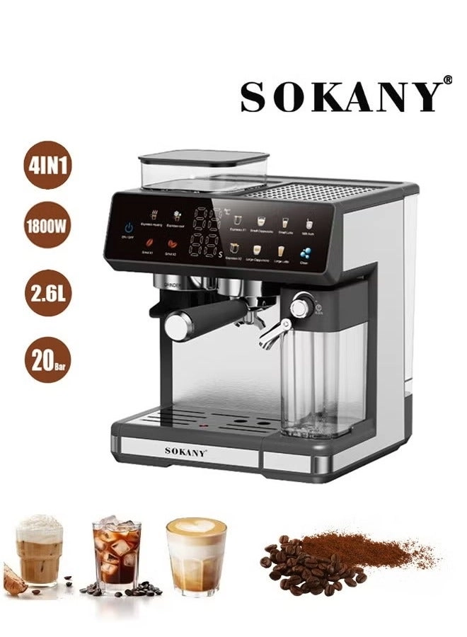 SOKANY SK-04032 - Fresh Grind & Brew Built-in Grinder Milk Frother