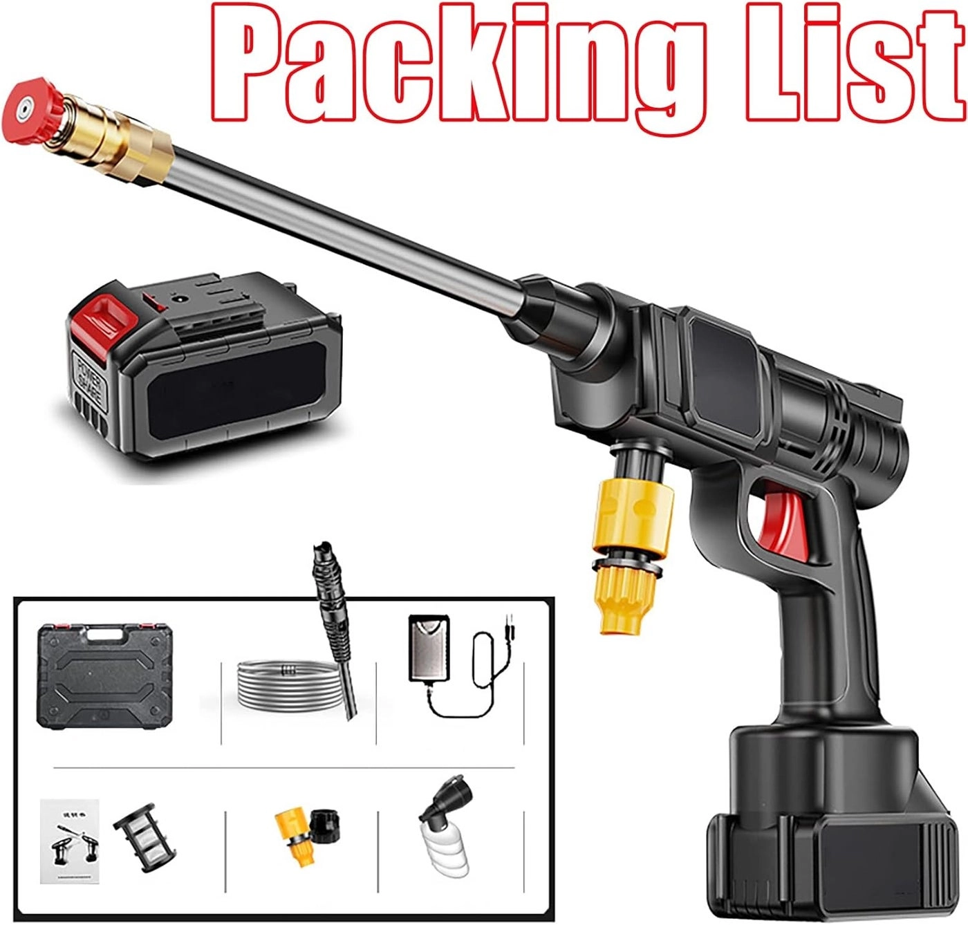 Cordless Electric Pressure Washer - 50Bar 20000mAh Foam Generator